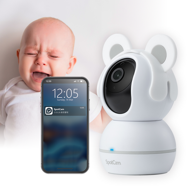 SpotCam BabyCam + 一年期 AI 智慧寶寶照護組 (口鼻遮蔽偵測、哭聲偵測、寶寶時光屋)