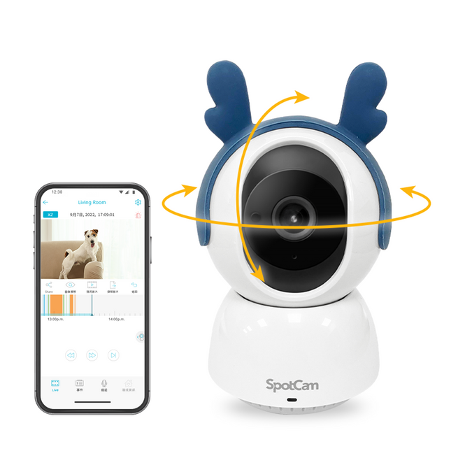 SpotCam Mibo + 一年期 AI 智慧寵物照護組 (貓狗叫聲偵測、電子圍籬、毛孩時光屋)