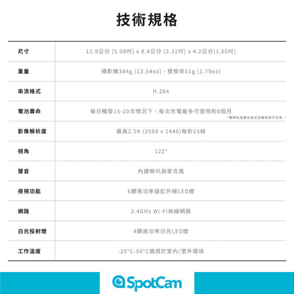 SpotCam Solo Eco 全無線太陽能防水電池攝影機